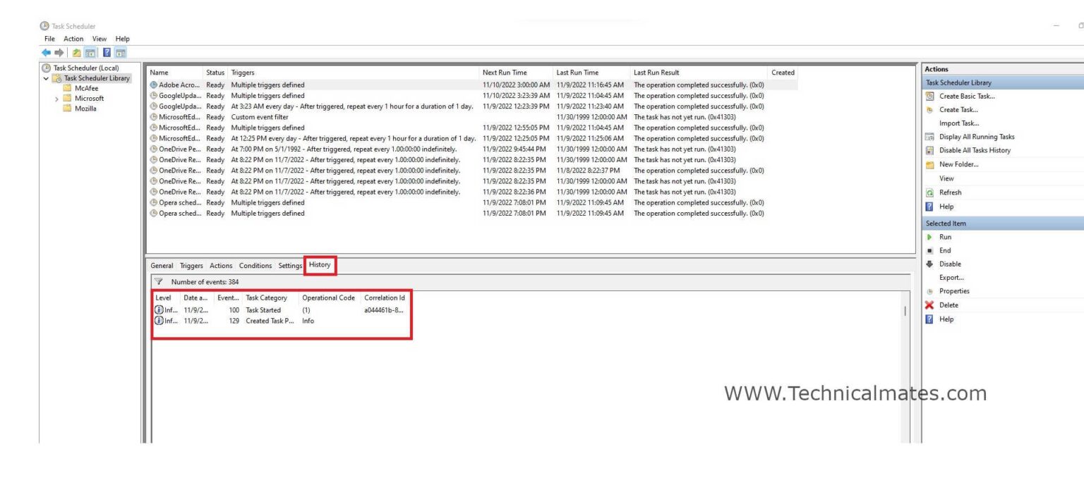 How to enable OR disable Task Scheduler history on Windows 11